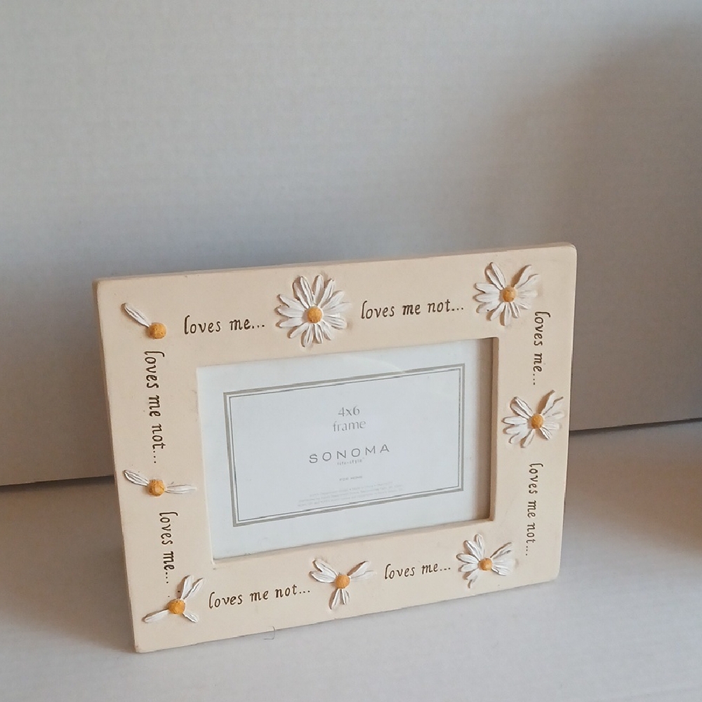 Sonoma Tan Frame with Daisy Accents Love me love me not NWOT